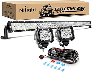 Nilight - ZH023 52Inch Spot Flood Combo Led Light Bar 2PCS 4Inch 18W Spot LED Fog Lights With Off Ro
