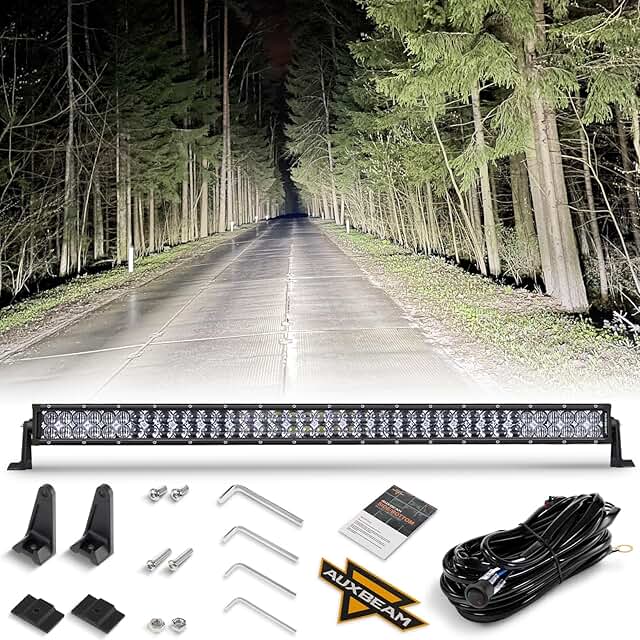 Auxbeam 42 Inch 240W LED Light Bar, 5D Lens Off Road Double Row Spot Flood Combo Lights, 24000 Lumen