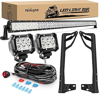 Nilight 52Inch Led Light Bar Spot Flood 2Pcs 18W 4Inch Spot LED Pods Windshield Frame Mounting Brack