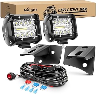 Nilight 2Pcs 4Inch LED Pods Bar Triple Row 60W Flood Spot Combo 6000LM Driving Off Road with 2007-20