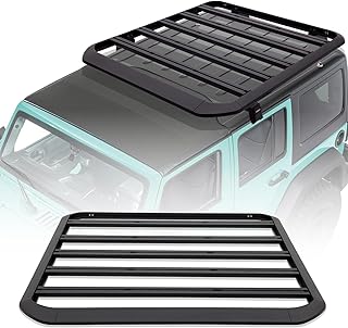 CALLIERT 1/2 Half Roof Rack for 07-18 Jeep Wrangler JK JKU, Aluminum Cargo Basket 400lb Capacity Luggage Rooftop Storage