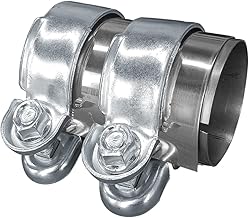 2.5 Inch Automotive Exhaust Clamp, Stainless Steel Butt Joint Bolts Band Flanges Clamp Assembly, Universal Tube Connector Sleeve Coupler for Muffler